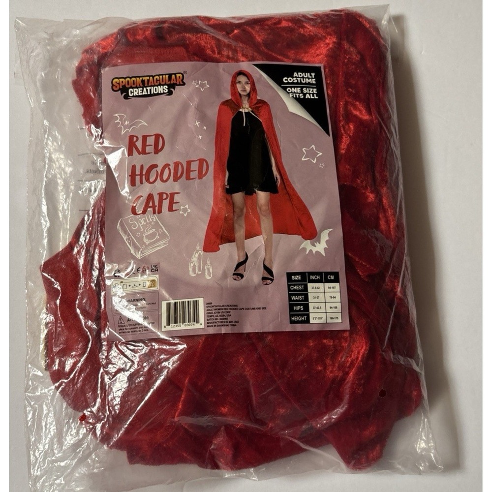 Spooktacular Creations Long Hooded Cloak Red Velvet Women Witch Cape Halloween